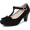elerhythm Mary Jane Vintage T-Strap Tacchi con fiocco Gatsby anni '50 Pumps Closed Toe anni '20 Victorian Sweet Ankle Eleganti e comode scarpe da Dressy, Nero , 41 EU