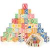 Jacootoys 36 pezzi Blocchi ABC in legno Grandi lettere dell'alfabeto Numero Building Block Set Giocattoli educativi Montessori per bambini