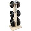 Meanswood Porta Dischi Palestra Casa - Rastrelliera Pesi Bilanciere e Dischi Palestra, Porta Pesi Compatto, Struttura in Legno, Portata 120 kg