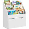 AIYAPLAY Libreria per Bambini 3-8 Anni a 3 Ripiani con Cassetto Inferiore, in MDF, 62.5x30x70 cm, Bianco