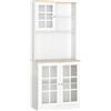 HOMCOM Credenza Moderna in Legno MDF Bianco con 2 Vetrinette e 1 Scaffale con Mensole Regolabili, 80 x 37 x 183 cm|Aosom