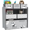 ZONEKIZ Scaffale Portagiochi per Bambini con 6 Contenitori Rimovibili in Tessuto, 63x30x66cm, Grigio