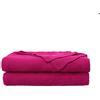 PiccoCasa Coperta in 100% cotone lavorato a maglia, tinta unita, leggera, decorativa, morbida coperta lavorata a maglia, per divano e divano, fucsia, 127 x 152,4 cm