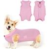 Adiwo Tuta per cani, tuta per recupero cani, tutina multifunzionale anti-leccamento per cani, tutina medica per cani di piccola taglia e gatti femmine (Rosa L)