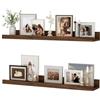 Feihorrm Set di 2 mensole galleggianti da 60 cm, in noce, per montaggio a parete, per foto, librerie per bambini, per soggiorno, cucina, camera da letto, bagno, esposizione fotografica, organizzazione della