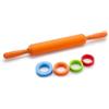 anso Rullo di pasta di mattarello in silicone antiaderente da 50 cm con anelli di spessore regolabili 4 pezzi