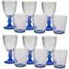 COSE DA CASA Set 12 Bicchieri 6 acqua 6 vino calici con piede in Vetro trasparente blu da tavola Eleganti Stile Raffinatezza in casa per Ogni Tavola e Occasione bar hotel ristorante