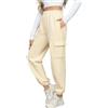 Xnova Pantaloni Sportivi da Jogging Donna Vita Alta, Pantalone della Tuta Felpati con Coulisse e 6 Tasche, Termici Cargo Pantaloni Imbottiti in Felpa Casual Sweatpants in Pile (Beige, XL)