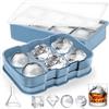 Yichalodge Stampi Ghiaccio Silicone 2 Pezzi Cubetti Ghiaccio Silicone con Coperchio Grande 5cm Senza BPA per Cocktail, Whisky, Bevande Refrigerate, Frutta, Gelati, Blu