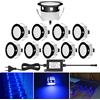 QACA Faretti LED illuminanti, da incasso per esterni IP67, in acciaio inox, colore: nero, per terrazzo, legno, soffitto 0,6 W, DC12 V, luce spot LED lampada esterna [ (blu, 10 kit)