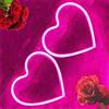 HFHungkeong Segno del Heart Led 2 pezzi,Lampada al neon a forma di cuore d'amore di San Valentino alimentata a batteria per Matrimonio Decorazione della parete della stanza delle donne della ragazza(Rosa)