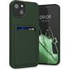 kwmobile Custodia Compatibile con Apple iPhone 13 Cover - Back Case Cellulare con Slot Porta Carte - Morbida in Silicone TPU verde scuro