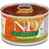 Farmina N&D Pumpkin Grain Free Farmina N&D Pumpkin Canine formula Mini 140 gr - Anatra e Zucca - Confezione da 6 pezzi - Cibo Umido per Cani - 1° ORDINE? scegli lo sconto BZR5 / BZR20 + 200 punti fedeltà