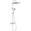 Auralum Colonna Doccia con Miscelatore Termostatico, Set Doccia con Soffione Grande in Acciaio Inox e Doccetta 5 Funzioni, Asta Saliscendi Doccia Altezza Regolabile (Cromato)
