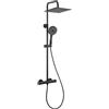Auralum Colonna Doccia con Miscelatore Termostatico, Set Doccia con Soffione Grande in Acciaio Inox e Doccetta 5 Funzioni, Asta Saliscendi Doccia Altezza Regolabile (Nero)