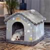 Jiupety Cuccia Cane Interno Chiusa Taglia Piccolo con Motivo a Stella, Cuccia Pelosa per Cani da Interno Taglia M 48 x 41 x 38 CM, Small Cat Dog House, Grey Star