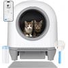 Devoko Lettiera autopulente per gatti, 90 l, autopulente, grande spazio, eliminazione degli odori, controllo app, 9 sensori, protezione automatica per gatti per più gatti, scatola elettrica Cat Litter