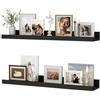 Feihorrm Set di 2 mensole galleggianti nere da 60 cm, per montaggio a parete, mensole per foto, librerie per bambini, per soggiorno, cucina, camera da letto, bagno, libri, esposizione di foto, organizzazione