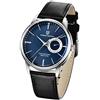 TYBERLEY Orologio da uomo vintage VH65 Movimento al quarzo Acciaio inossidabile cinturino in pelle impermeabile Business sportive Orologio da polso Data Display PD1654