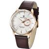 TYBERLEY Orologio da uomo vintage VH65 Movimento al quarzo Acciaio inossidabile cinturino in pelle impermeabile Business sportive Orologio da polso Data Display PD1654