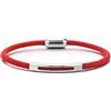 COOLSTEELANDBEYOND Uomo Donna Sottile Rosso Nautico Marino Yacht Corda Bracciale con Acciaio Charms, Chiusura Magnetica