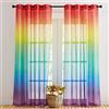NICETOWN Tende Camera da Letto Tende Gradiente di Colore Natale Decorazioni Casa Tende Semitrasparenti con Anelli Tende Cameretta Bambini 2 Pezzi L140 x A260 CM, Arcobaleno
