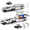 MODVKVK Tesla Truck Modellino 1:24, Macchinina Truck, kit Modello di Camper con Luce e Musica, Funzione Pull-Back, Lega Pressofusa, Ideale per Bambini dai 3 Anni e Collezionisti (Argento)