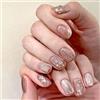 Koonafy 24 pezzi Fiori Premere sulle Unghie, Unghie Finte Corte Con Colla, Press on Nails in Acrilico, Copertura Completa Tip unghie Mandorla Francese Ovali con Strass Design per Donne e Ragazze