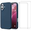 EVETANE Cover iPhone 16 e 2 schermi di protezione - Silicone - Blu - refurbished