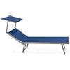 Lettino Mare In Alluminio Con Parasole Cuscino E Telo Textilene Blu