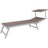 Lettino Da Mare Professionale In Alluminio Con Tettuccio Parasole Tortora 186x61x39