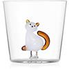 Ichendorf Milano Tumbler Gatto, Bianco con Coda Ambra, Collezione Tabby Cat, 35 cl, Vetro Borosilicato, Fatto a Mano