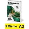 Discovery Carta A3 Discovery 75 per fotocopie (75 gr) - 5 risma da 500 fogli