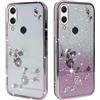 BAOJAY Compatibile per Samsung Galaxy A20E Silicone Case [Glitter Bling Cover Glitter Clear View,Custodia Trasparente Antiurto regali per ragazze e signoreo-rosa