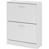 Baroni Home Scarpiera Salva spazio Slim in Legno Melaminico da Ingresso. Portascarpe con Ante a Ribalta e Doppia Profondità (Bianca 2 Ante)