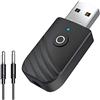 VOKY Aux Bluetooth 5.0 mini adattatore Aux Bluetooth per auto wireless adattatore Bluetooth 3 in 1 jack da 35 mm bassa latenza compatibile con dispositivi audio Bluetooth per PC TV sistema audio per auto