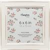 Hampton Frames | Cornice quadrata Paloma, 15x15 cm, bianca, MDF e vetro | Stile shabby chic, supporto da tavolo e parete, clip girevoli | Per foto e poster