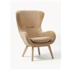 Westwing Collection Poltrona in teddy con gambe in legno Wing