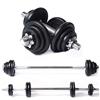 Tunturi Manubri e manubri in 1 - Ghisa - Set 20 kg - Set regolabile - Tappo a vite 30 mm - Manico antiscivolo