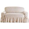 Surefit Essential - Coprisedia in twill con volant, fodera per sedia Loveseat con motivo stampato in cotone monopezzo e gonna arricciata, lavabile in lavatrice, motivo floreale neutro