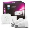 Philips Hue White & Color Ambiance Starter Kit 2 Lampadine Smart, Attacco E27, Luce Bianca e Colorata Dimmerabili, 9W, Hue Bridge e Telecomando Smart Button inclusi, Bluetooth