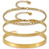 GD GOOD.designs Set di 3 bracciali da donna in oro, argento o oro rosa - Bracciali regolabili da donna in acciaio inossidabile 316L - Bracciale a serpente e a maglie, braccialetto rigido