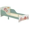 ZONEKIZ Letto per Bambini 3-6 Anni con Bordi Rialzati, Doghe e Fantasia con Animali, 140x70 cm, Verde