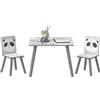 ZONEKIZ Set Tavolino e 2 Sedie per Bambini 3-8 Anni in MDF e Legno di Pino, Grigio