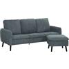 HOMCOM Divano 3 Posti Angolare con Chaise Longue Reversibile, in Tessuto Effetto Velluto, 196x140x88 cm, Grigio Carbone