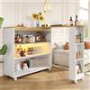 FC Moderno tavolo bar estensibile e mobile, con LED,grande spazio di stoccaggio, adatto a cucine, ristoranti e bistrot,138-204×39×105 cm, Bianco