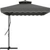 Outsunny Ombrellone a Sbalzo con Doppio Tetto, Apertura a Manovella e Base a Croce, 2.5x2.5m, Grigio