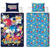 Sonic The Hedgehog Set copripiumino singolo con licenza ufficiale Sonic the Hedgehog, double-face, double-face, con code e nocche, con federa coordinata, perfetto per la camera dei bambini