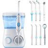 TUREWELL Idropulsore Dentale, TUREWELL Irrigatore Orale Getto Acqua Denti da Capacità 600ml con 10 Impostazioni, Pulizia Doccetta Idropulitore Dentale con 8 Becchucci per Cura Famiglia Dentale