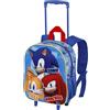 Sonic The Hedgehog - SEGA Zaino 3D con Ruote Piccolo, 26 x 34 cm, Capacità 12.5 L, Blu Trio